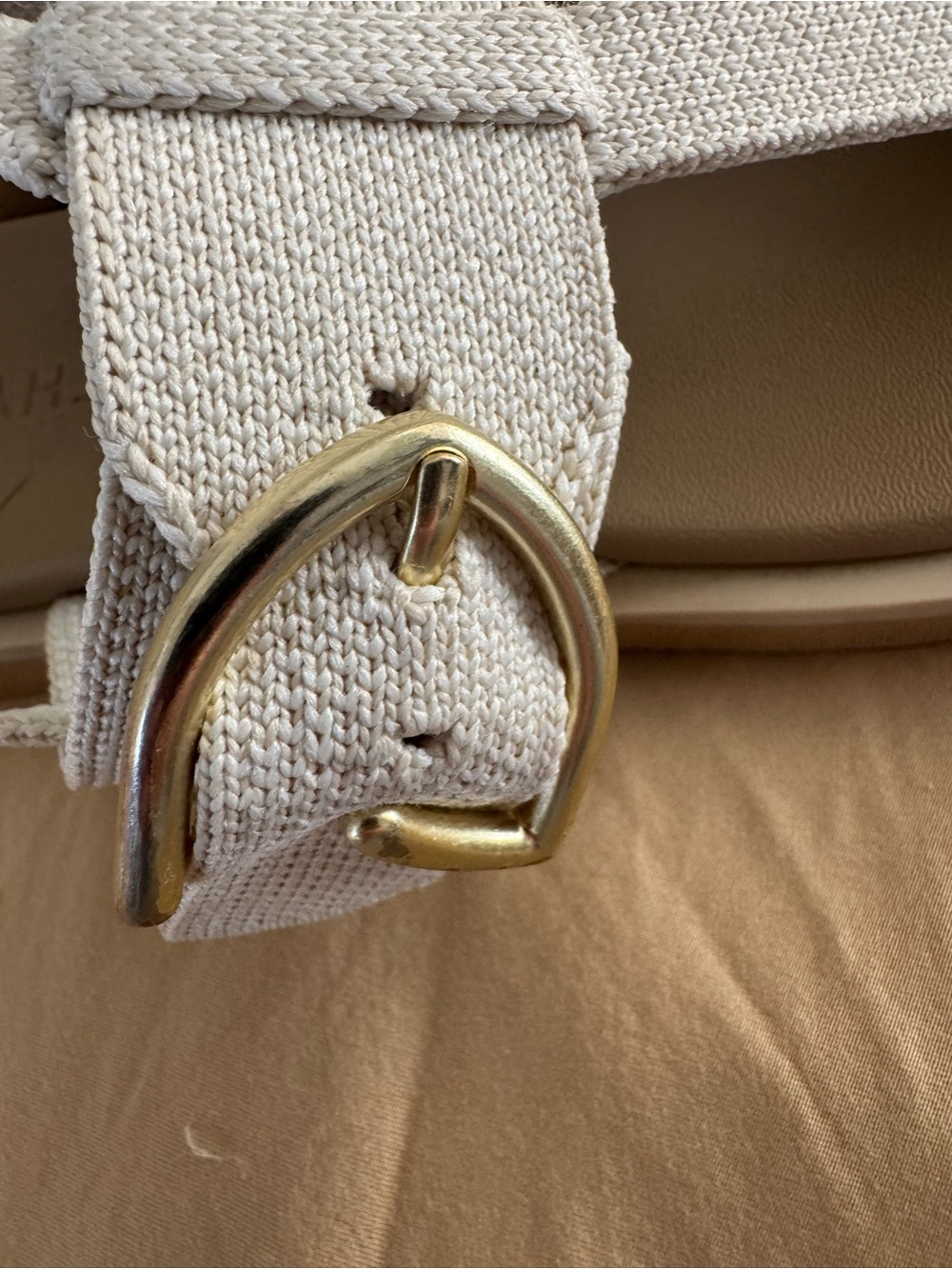 Rothy's White Slingback Thong Sandals with Gold Buckle - Picture 5 of 5
